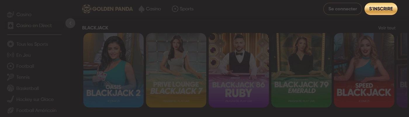 Première étape de l'inscription au casino Golden Panda