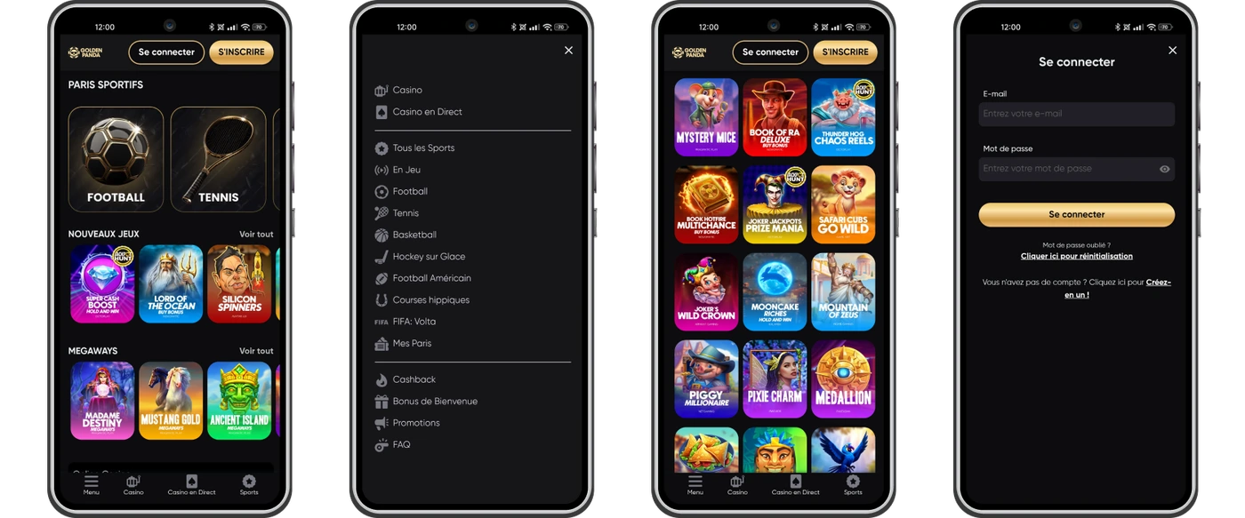Version mobile du casino Golden Panda